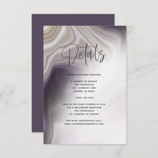 Dusty Plum Agate Details Einladung (Vorne/Hinten)