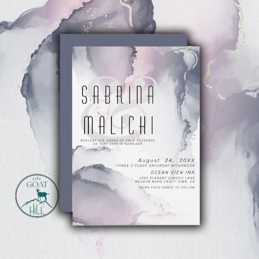 Dusty Plum Blush Pewter Fluid Alkohol Tinte Einladung