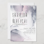 Dusty Plum Blush Pewter Fluid Alkohol Tinte Invita Einladung (Vorderseite)