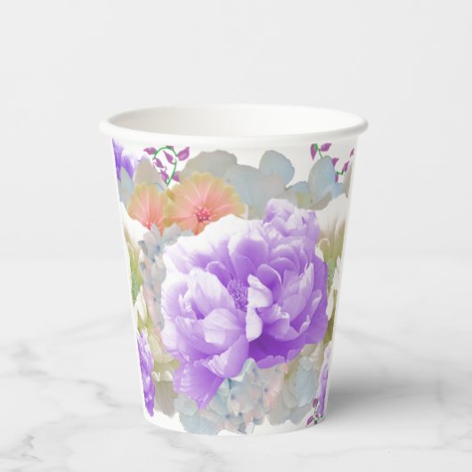 Dusty Plum Floral Bouquet Papier Cups Pappbecher (Vorderseite)