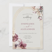 Dusty Plum Floral Wedding QR Code Einladung (Vorderseite)