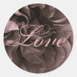 DUSTY PLUM Frilly Rose LIEBE Wedding Umschlag Aufk Runder Aufkleber