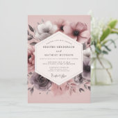 Dusty Plum Hazy Bloom Wedding Einladung (Stehend Vorderseite)