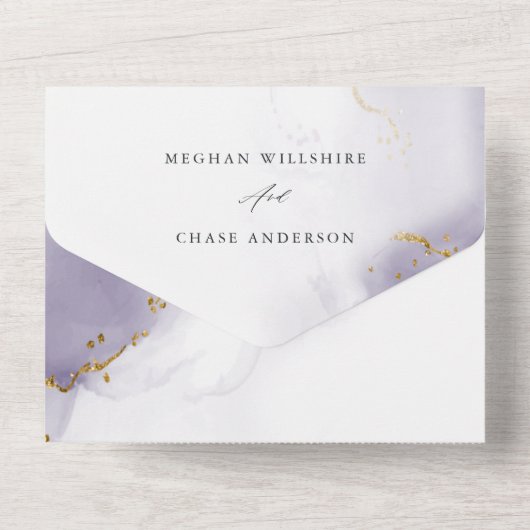 Dusty Plum Lila Abstrakt All In One Einladung (Rückseite)