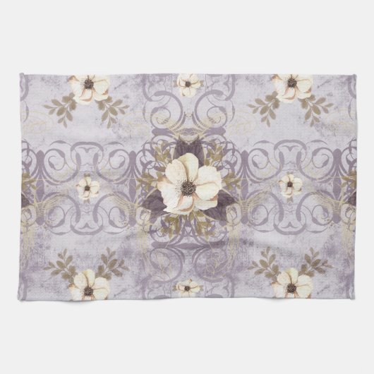 Dusty Plum Lila Floral Kitchtuch Geschirrtuch (Horizontal)