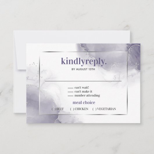Dusty Plum Lila Silver Minimalistisch UAWG RSVP Karte (Vorderseite)