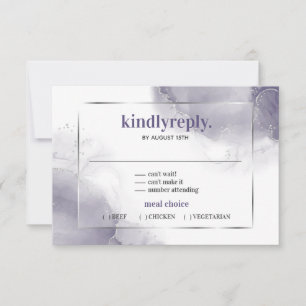 Dusty Plum Lila Silver Minimalistisch UAWG RSVP Karte