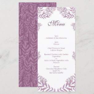 Dusty Plum Lila Wedding Botanical Menükarte