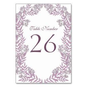 Dusty Plum Lila Wedding Botanical Tischnummer