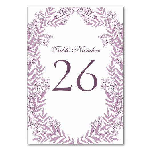Dusty Plum Lila Wedding Botanical Tischnummer (Rückseite)