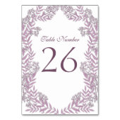 Dusty Plum Lila Wedding Botanical Tischnummer (Vorderseite)