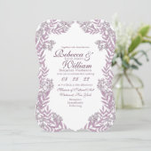 Dusty Plum Lila Wedding Vintag Botanical Einladung (Stehend Vorderseite)