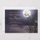 Dusty Plum Wedding Full Moon Dragonfly Pond Einladung (Vorderseite)