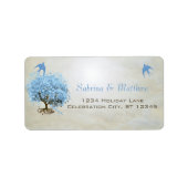 Dusty Powder Blue Heart Leaf Tree Rücksendeadresse Adressaufkleber (Vorne)