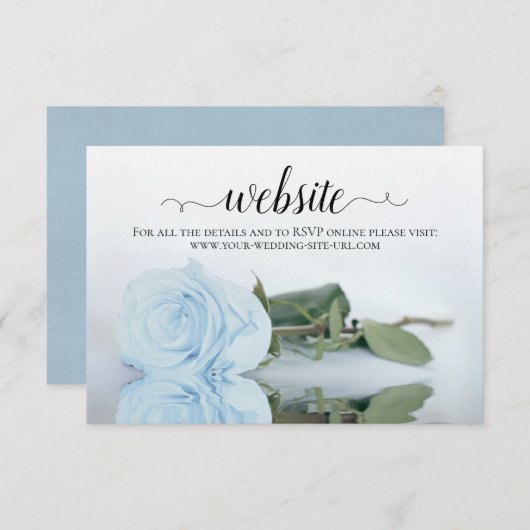 Dusty Powder Blue Rose Elegante Wedding Website Begleitkarte (Vorne/Hinten)