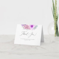 Dusty Purple and Pink Flowers Elegant Thank You