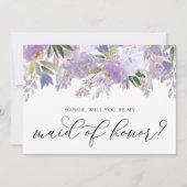 Dusty Purple Blumen werden Sie meine Trauzeugin se Einladung (Vorderseite)
