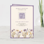 Dusty Purple Boho Wildflower QR Code Wedding Einladung (Rückseite)
