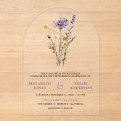 Dusty Purple Boho Wildflower Wedding Acryleinladungen (Vorderseite)