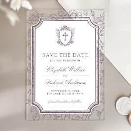 Dusty Purple Catholic Wedding Save the Date Acryleinladungen
