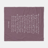 Dusty Purple Custom Poem Song Lyric Quote Fleecedecke (Vorderseite (Horizontal))