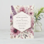 Dusty Purple Floral Romance Wedding Einladung (Stehend Vorderseite)