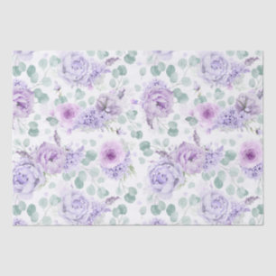 Dusty Purple Flowers Botanisches Muster Seidenpapier