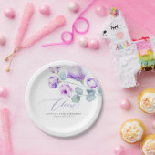 Dusty Purple Flowers Elegante Romantik Pappteller (Party)