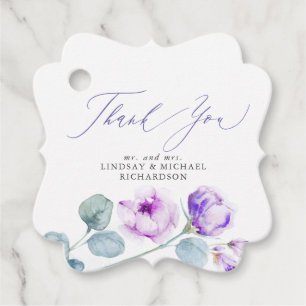 Dusty Purple Flowers Elegante Wedding Vielen Dank Geschenkanhänger