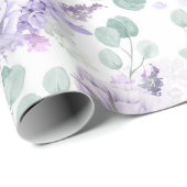 Dusty Purple Flowers Eukalyptus Blätter Botanisch Geschenkpapier (Rolleneckpunkt)