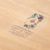 Dusty Purple Gold Floral Crest Muslim Wedding Acryleinladungen (Ablage )