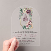 Dusty Purple Gold Floral Crest Muslim Wedding Acryleinladungen (Insitu (Handheld))