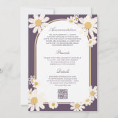 Dusty Purple Retro Yellow Daisy All in One Wedding Einladung (Rückseite)