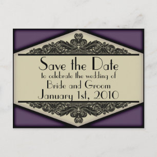 Dusty Purple Vintage, Save-the-Date-Postkarte Ankündigungspostkarte