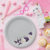 dusty purple white flowers botanical pappteller (Party)