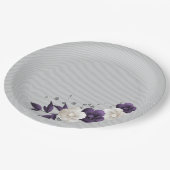 dusty purple white flowers botanical pappteller (Schrägansicht)