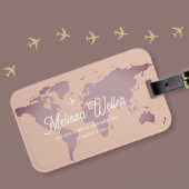 Dusty Purplish World Map mit dem Namen des Reisend Gepäckanhänger