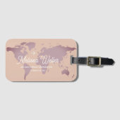 Dusty Purplish World Map mit dem Namen des Reisend Gepäckanhänger (Vorderseite (Horizontal))
