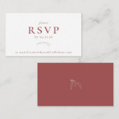 Dusty Red Berries and Blätter Wedding RSVP Card Begleitkarte (Vorne/Hinten)