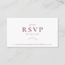 Dusty Red Berries and Blätter Wedding RSVP Card