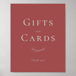 Dusty Red Blätter and Berries Card and Gift Sign Poster