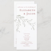 Dusty Red Blätter and Berries Wedding Program (Vorne/Hinten)