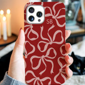 Dusty Red Bow Monogram Case-Mate iPhone Hülle