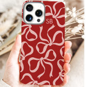 Dusty Red Bow Monogram Case-Mate iPhone Hülle