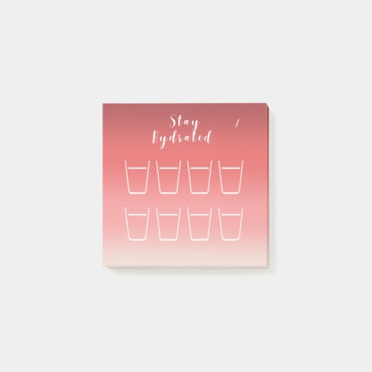 Dusty Red Pink Gradient Water Drink Tracker Post-it Klebezettel (Vorderseite)