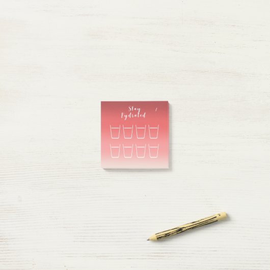 Dusty Red Pink Gradient Water Drink Tracker Post-it Klebezettel (Auf Schreibtisch)