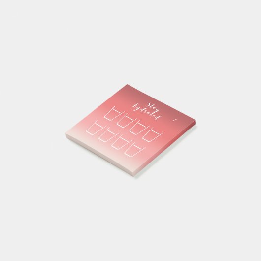Dusty Red Pink Gradient Water Drink Tracker Post-it Klebezettel (angewinkelt)