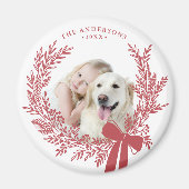 Dusty Red Simple Christmas Wreath Foto Magnet (Vorne)