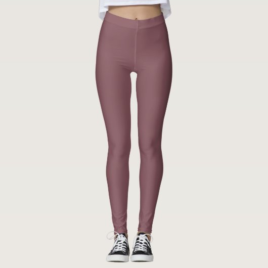 Dusty Red Solid Fashion & Workout Leggings (Vorderseite)