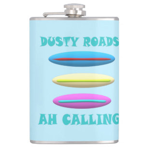Dusty Road Design blass blau mit Worten Flachmann